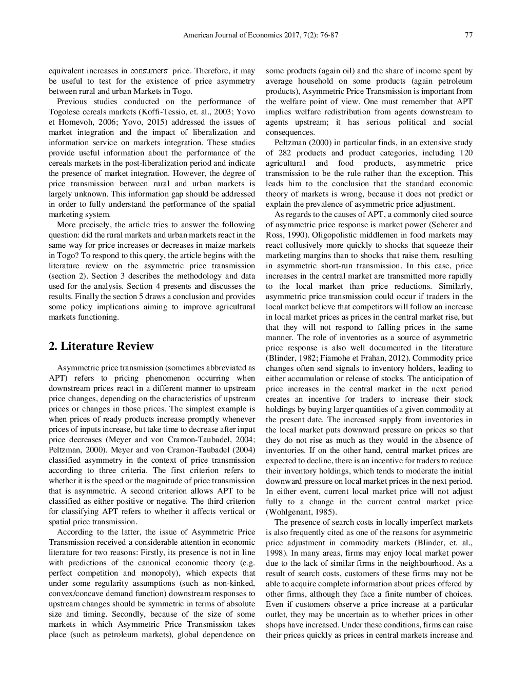 Spatial Price Transmission And Asymmetry In The Togolese Maize Market - Page 3