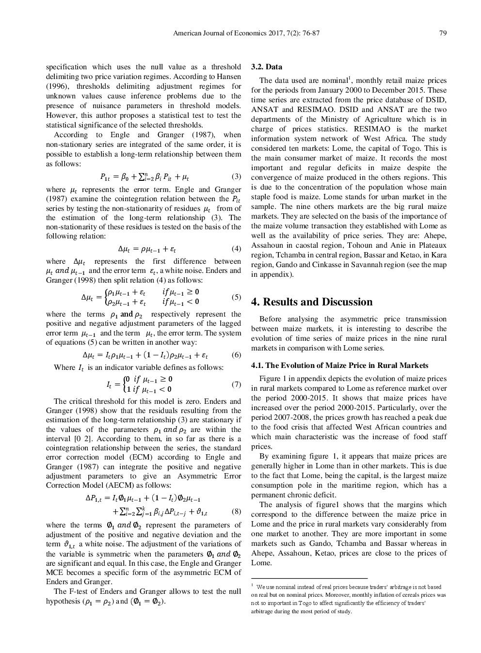 Spatial Price Transmission And Asymmetry In The Togolese Maize Market - Page 5