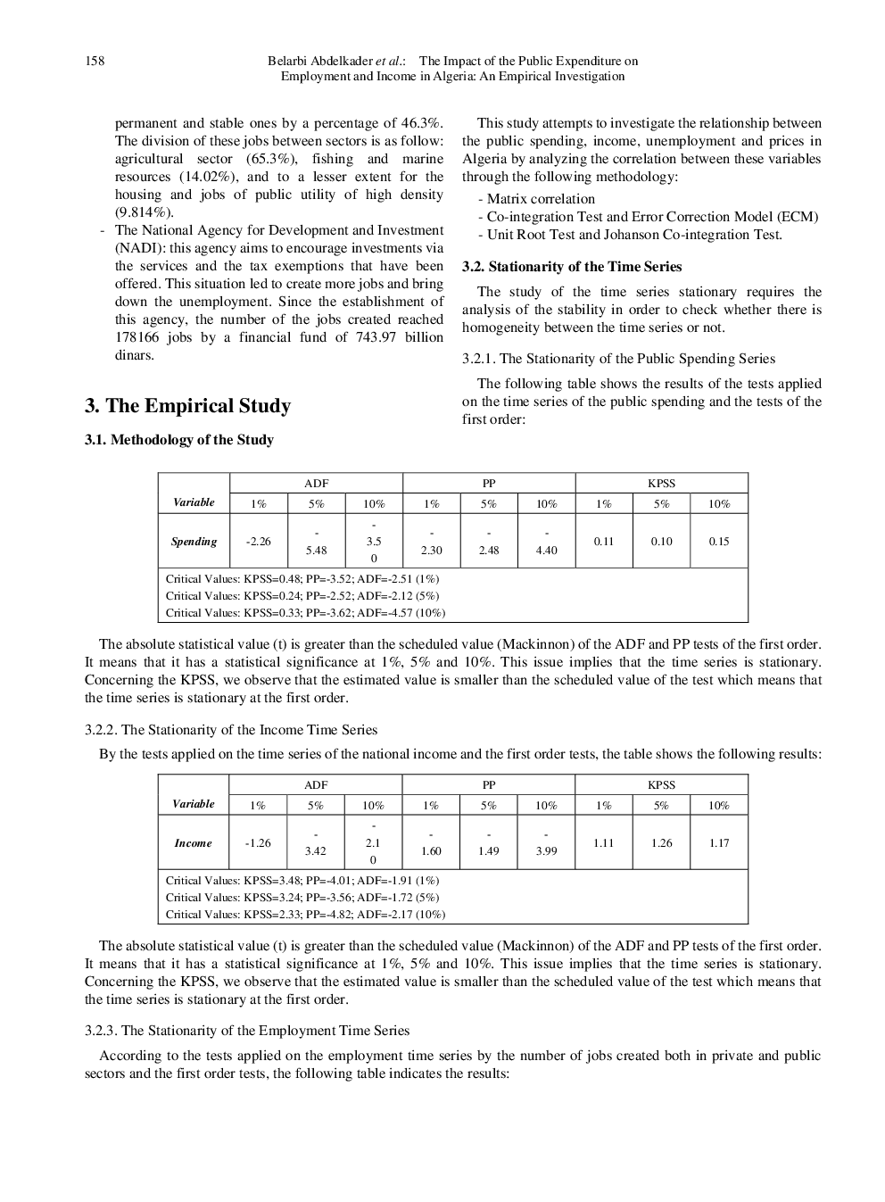 The Impact Of The Public Expenditure On Employment And Income In Algeria An Empirical Investigation - Page 5