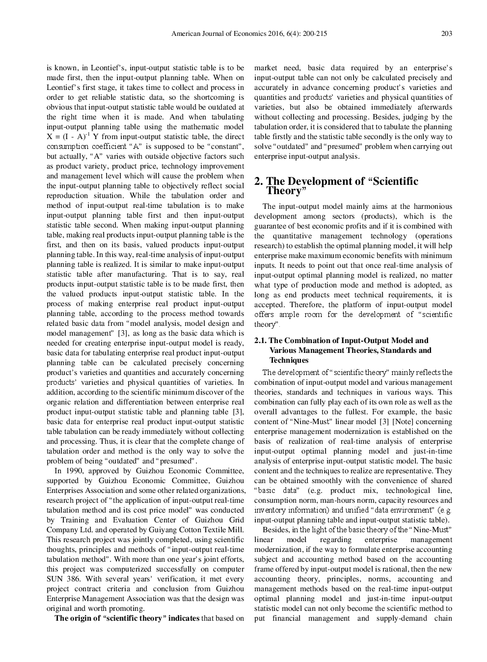 The Origin, Development And Re-Development Of Scientific Theory Of Real-Time Analysis Of Enterprise Input-Outpu Model - Page 5