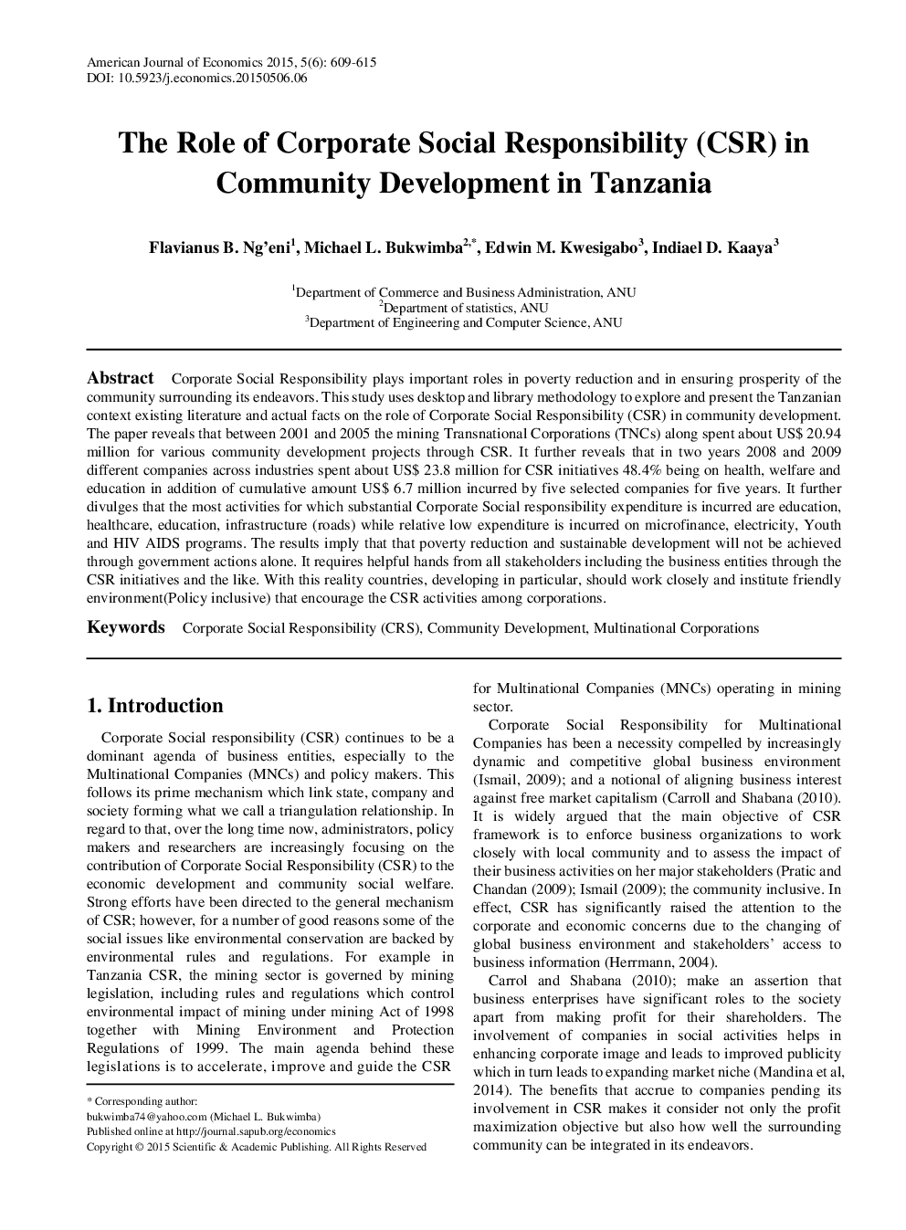 The Role Of Corporate Social Responsibility (CSR) In Community Development In Tanzania - Page 2
