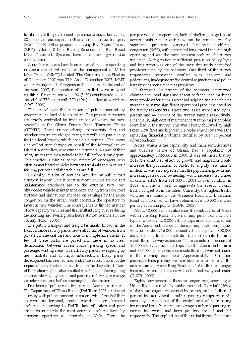 Transport Choice Of Spare Parts Dealers In Accra, Ghana - Page 4