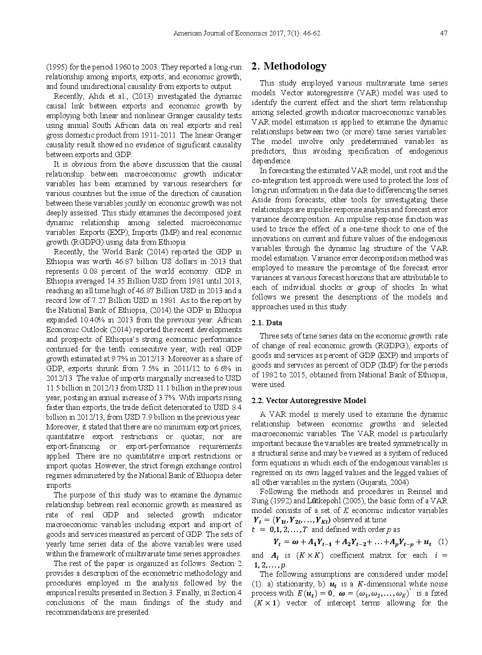 Vector Autoregressive Modelling Of Some Economic Growth Indicators Of Ethiopia - Page 3