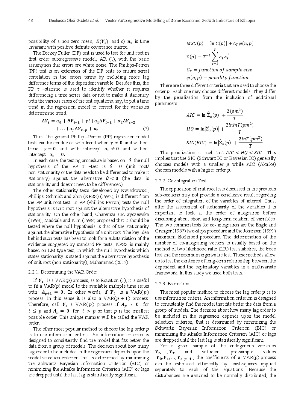 Vector Autoregressive Modelling Of Some Economic Growth Indicators Of Ethiopia - Page 4