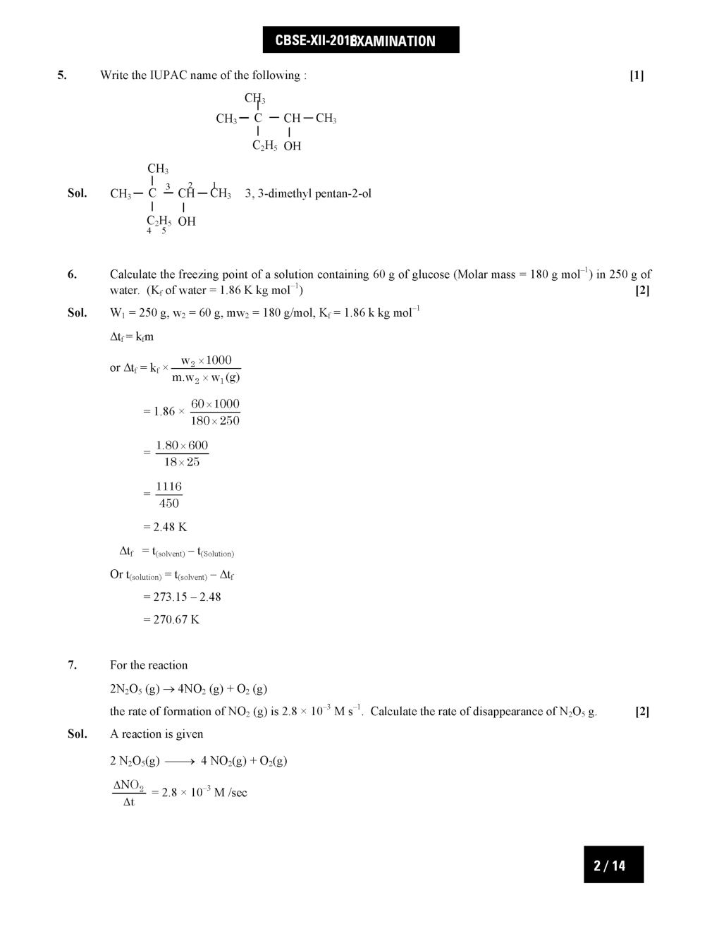 CBSE Board Class XII Chemistry Previous Year Question Paper With Solutions 2013 To 2018 - Page 3
