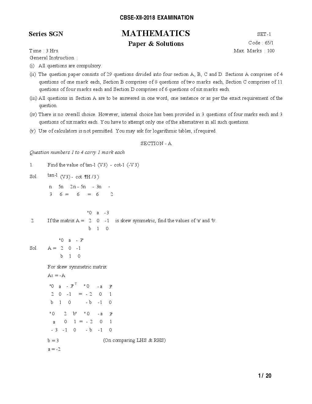 CBSE Board Class XII Mathematics Previous Year Question Paper With Solutions 2013 To 2018 - Page 2