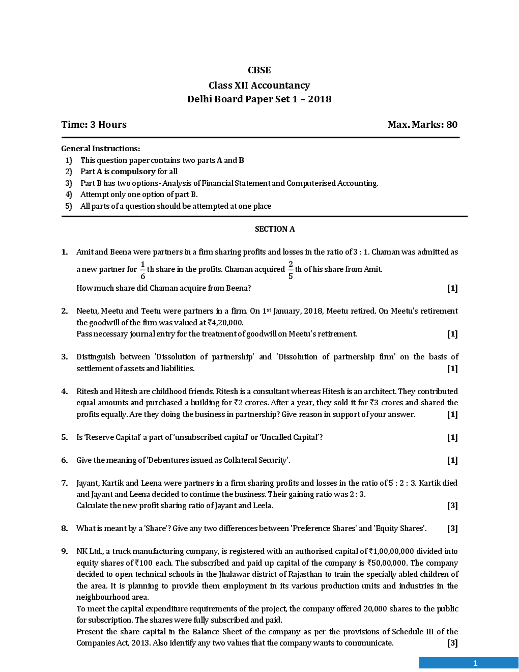 CBSE Board Class XII Accountancy Previous Year Question Paper With Solutions 2013 To 2018 - Page 2