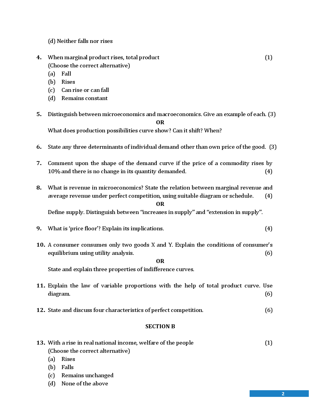 CBSE Board Class XII Economics Previous Year Question Paper With Solutions 2013 To 2018 - Page 3