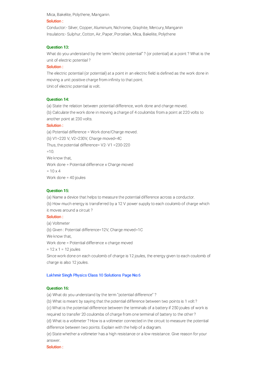 Lakhmir Singh & Manjit Kaur Solution Physics For Class - X - Page 4