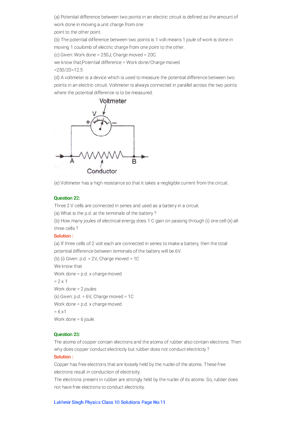 Lakhmir Singh & Manjit Kaur Solution Physics For Class - X - Page 5