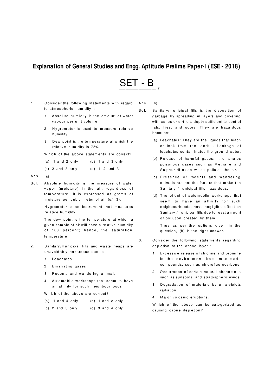 General Studies & Engineering Aptitude Prelims Paper With Solutions (ESE - 2018) - Page 2