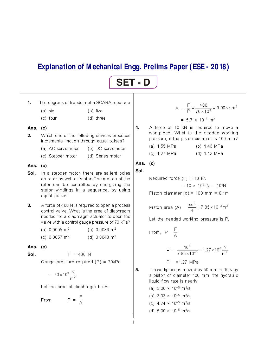 Mechanical Engineering Prelims Paper With Solutions (ESE - 2017 & 2018) - Page 2