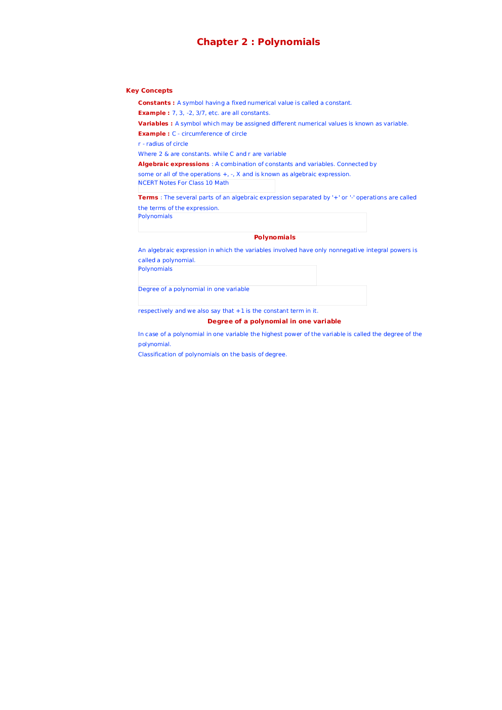 NCERT Notes Mathematics For Class X - Page 5