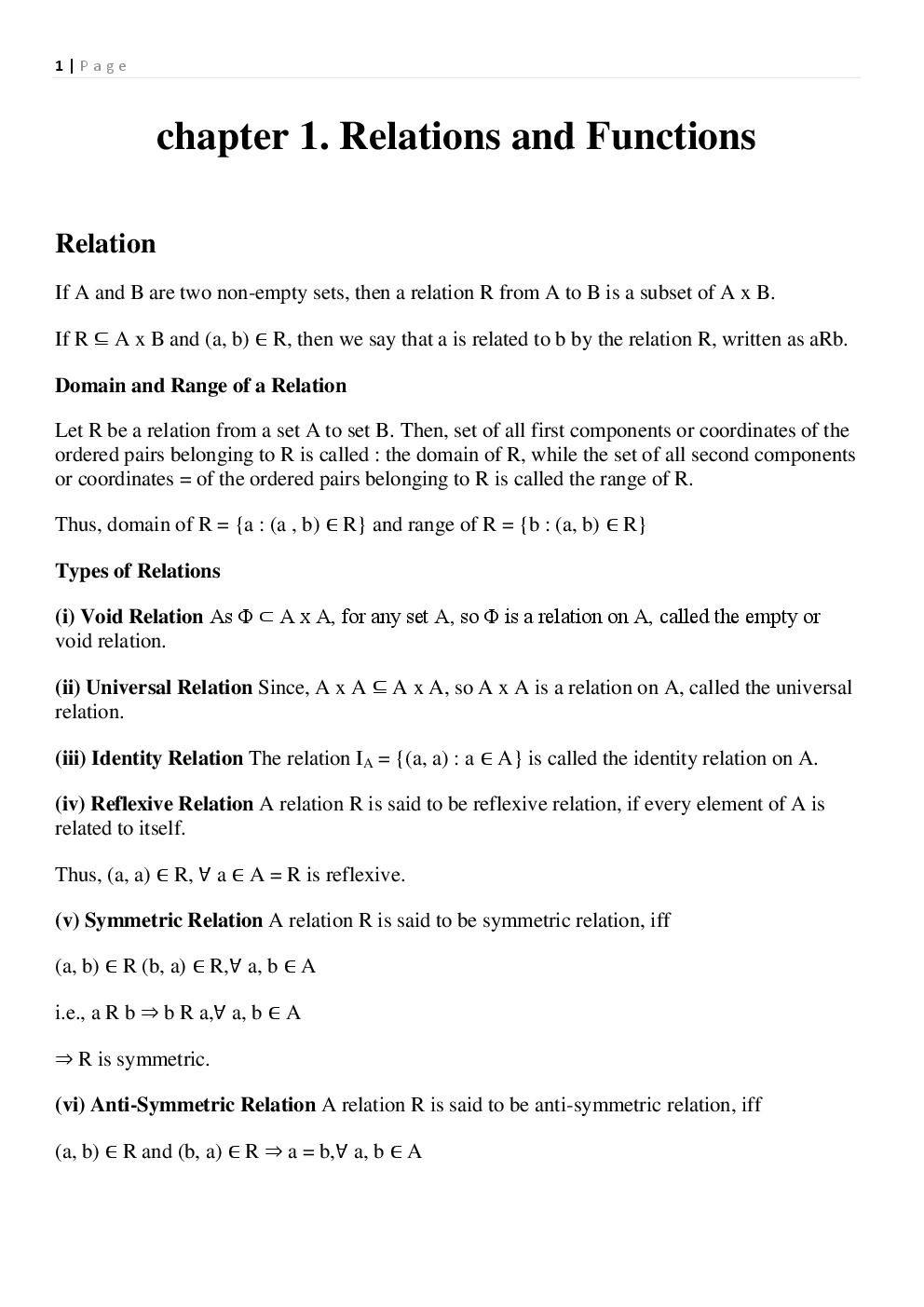 NCERT Notes Maths For Class XII - Page 2