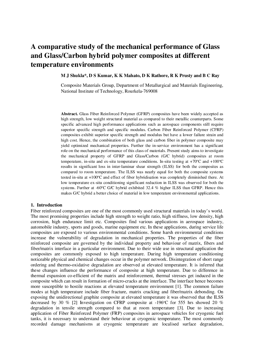 A Comparative Study Of The Mechanical Performance Of Glass And Glass Carbon Hybrid Polymer Composites At Different Temperature environments - Page 2