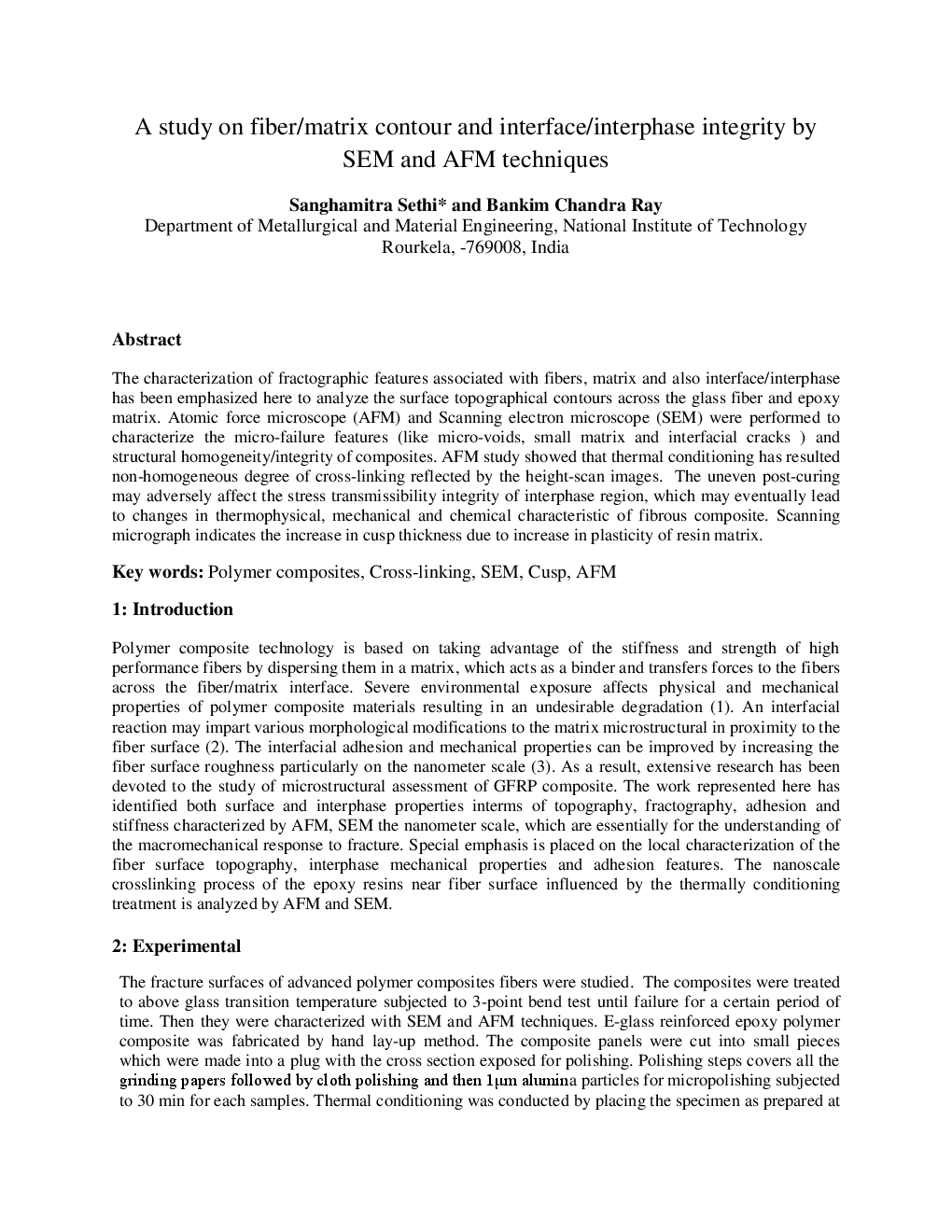 A Study On Fibermatrix Contour And Interfaceinterphase Integrity By SEM And AFM Techniques - Page 2