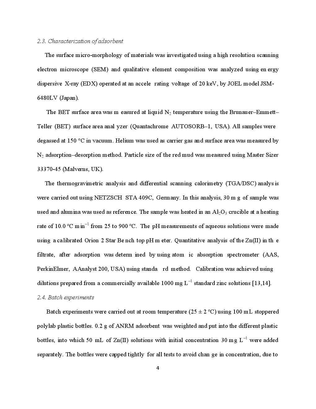 Adsorption Of Zn (II) On Activated Red Mud Neutralized By CO2 - Page 5