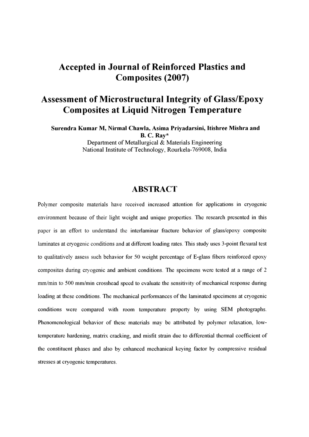 Assesment Of Microstructural Integrity Of Glass Epoxy Composites At Liquid Nitrogen Temperature - Page 2