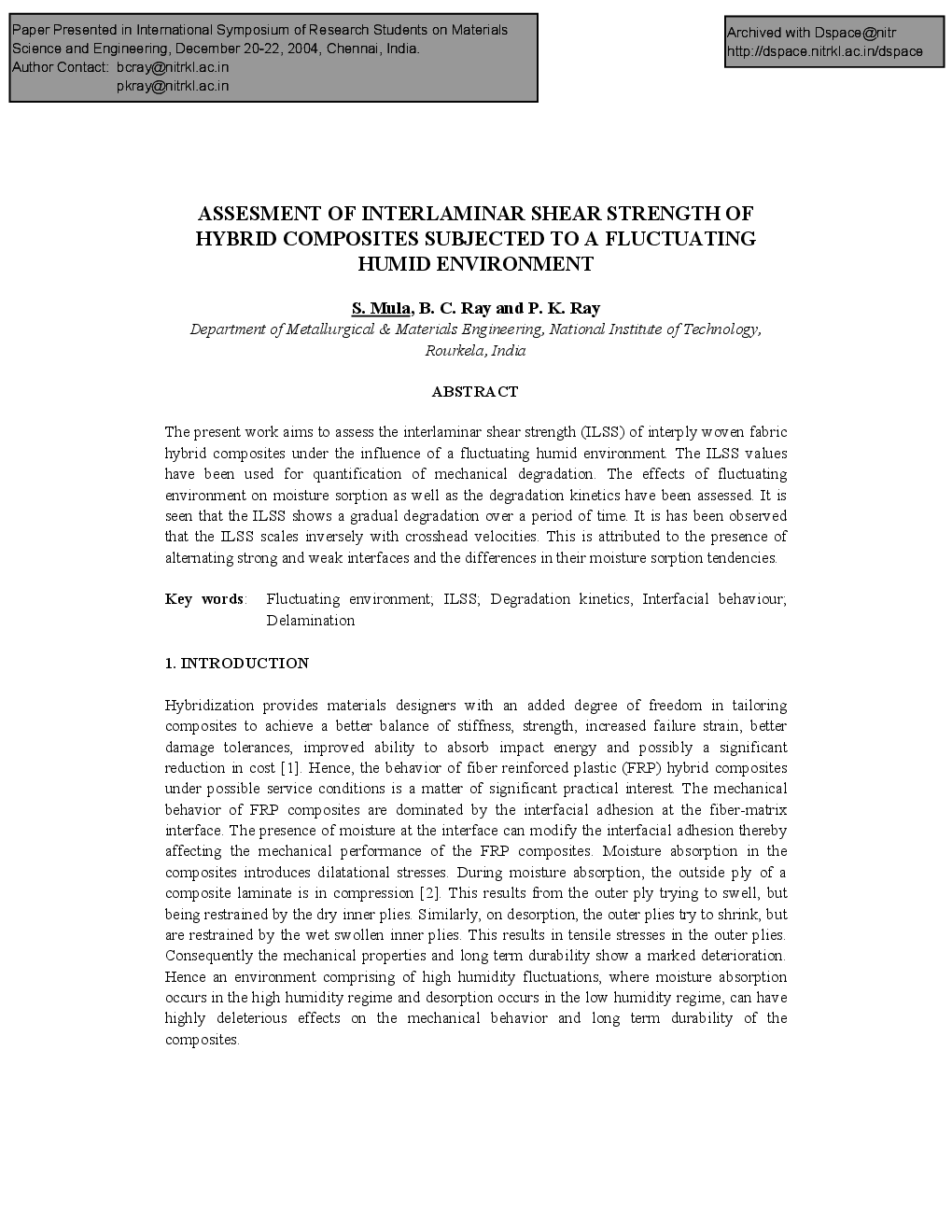 Assessment Of Interlaminar Shear Strength Of Hybrid Composites Subjected To A Fluctuating Humid Environment - Page 2