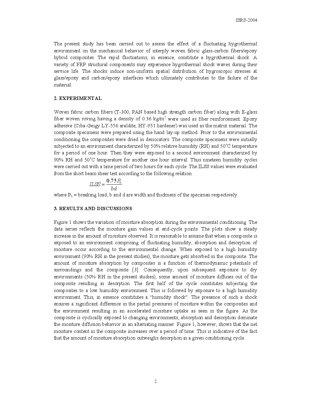 Assessment Of Interlaminar Shear Strength Of Hybrid Composites Subjected To A Fluctuating Humid Environment - Page 3