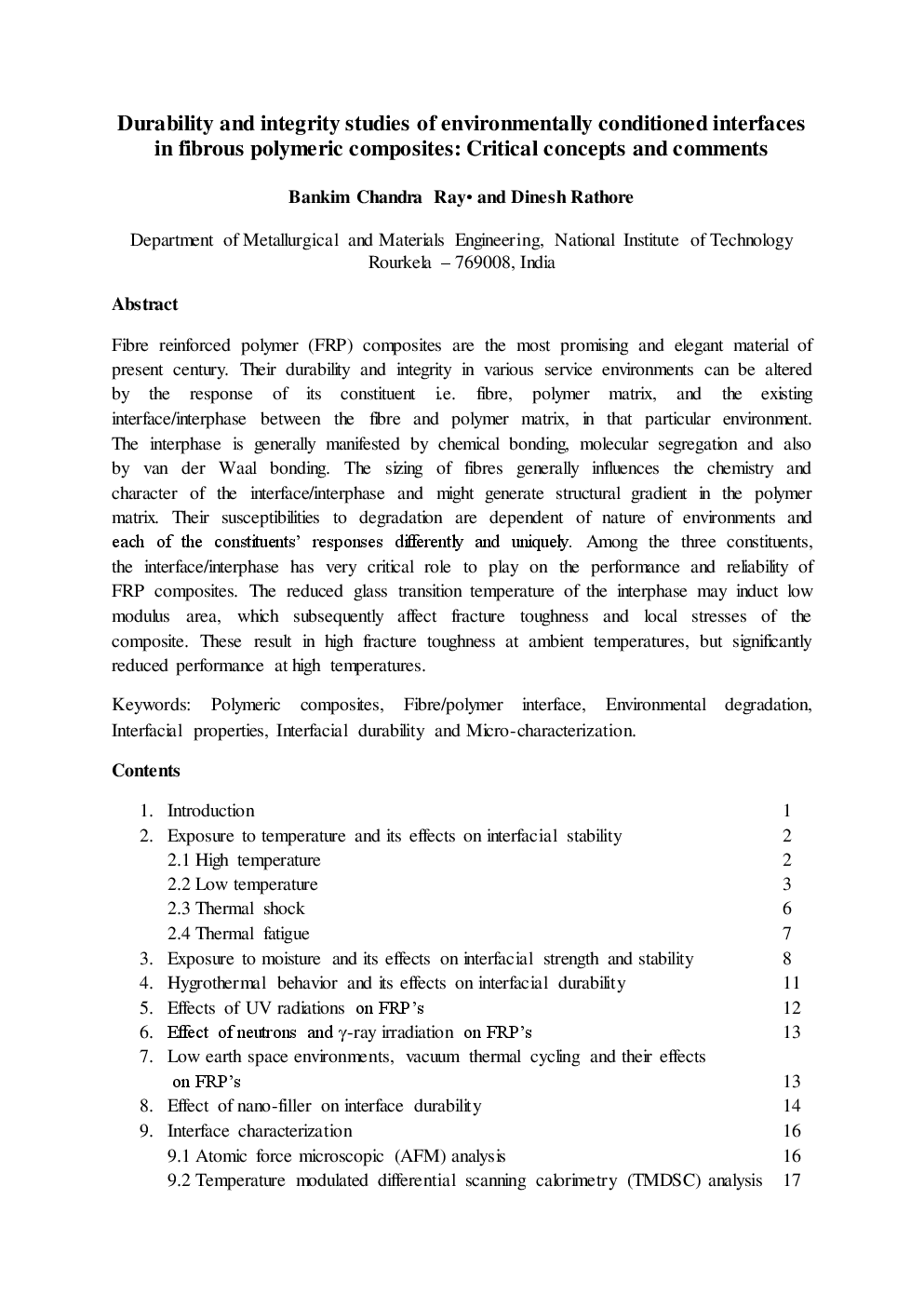 Durability And Integrity Studies Of Environmentally Conditioned Interfaces In Fibrous Polymeric Composites Critical Concepts And Comments - Page 2