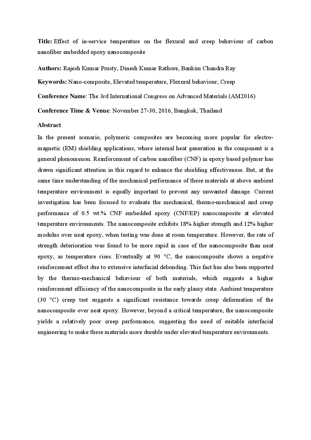 Effect Of In-Service Temperature On The Flexural And Creep Behaviour Of Carbon Nanofiber Embedded Epoxy Nanocomposite - Page 2