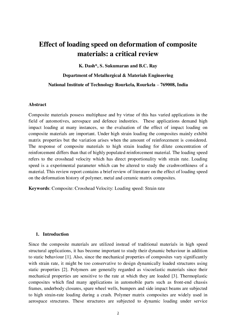 Effect Of Loading Speed On Deformation Of Composite Materials A Critical Review - Page 2