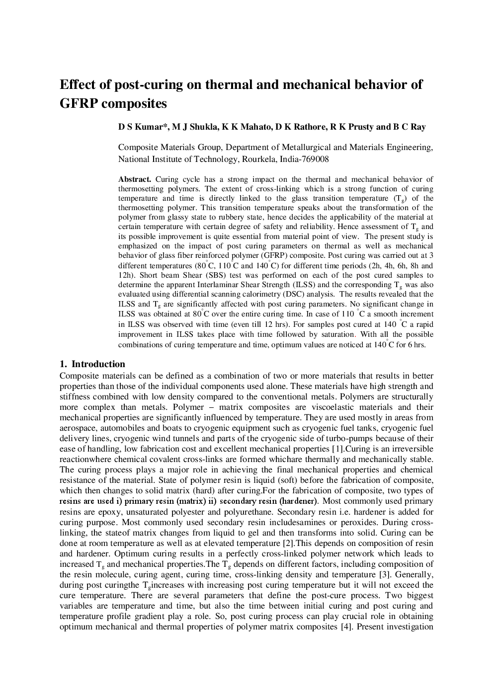 Effect Of Post-Curing On Thermal And Mechanical Behavior Of GFRP Composites - Page 2