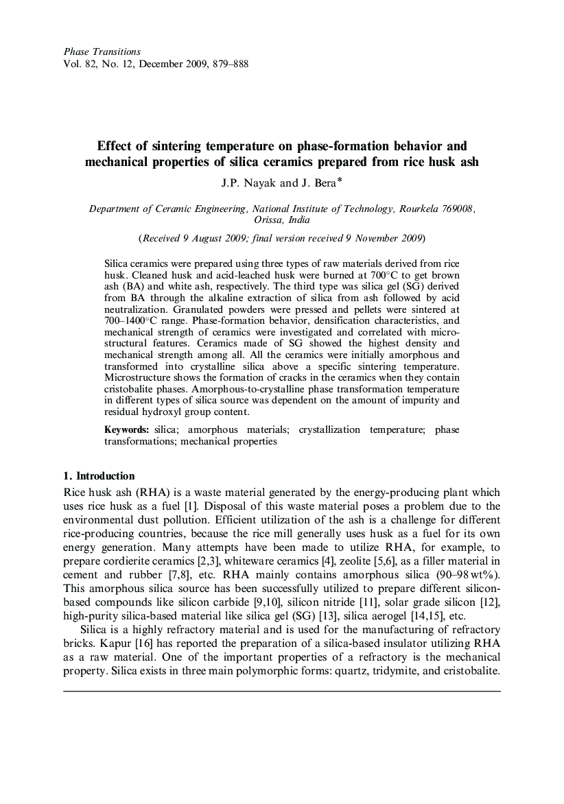 Effect Of Sintering Temperature On Phase-Formation Behavior And Mechanical Properties Of Silica Ceramics Prepared From Rice Husk Ash - Page 2