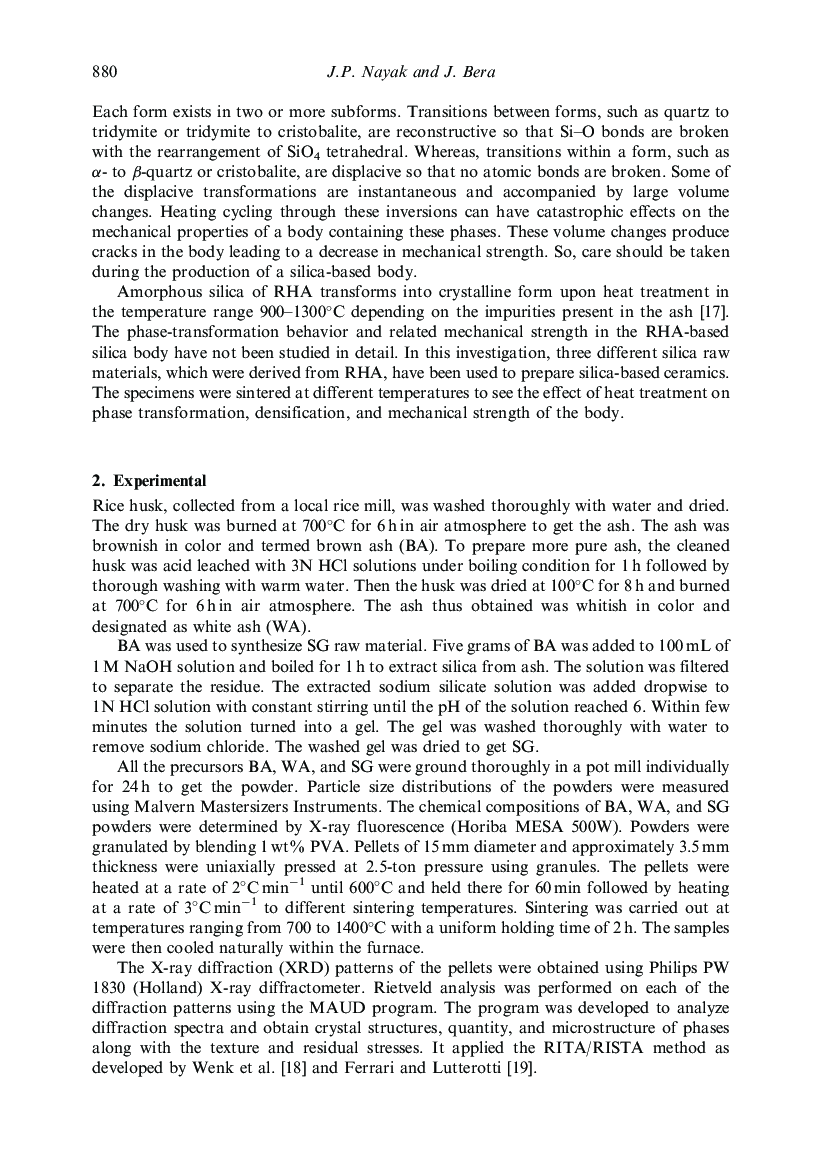 Effect Of Sintering Temperature On Phase-Formation Behavior And Mechanical Properties Of Silica Ceramics Prepared From Rice Husk Ash - Page 3