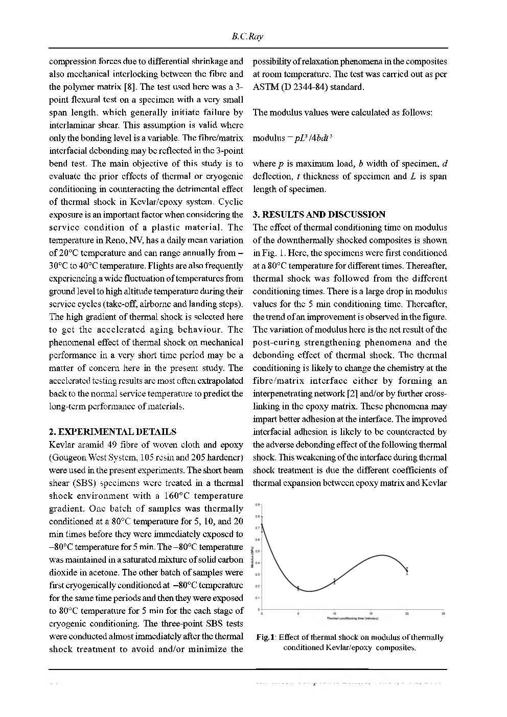 Effect Of Thermal Shock On Flexural Modulus Of Thermally And Cryogenically Conditioned Kelvarepoxy Composites - Page 3