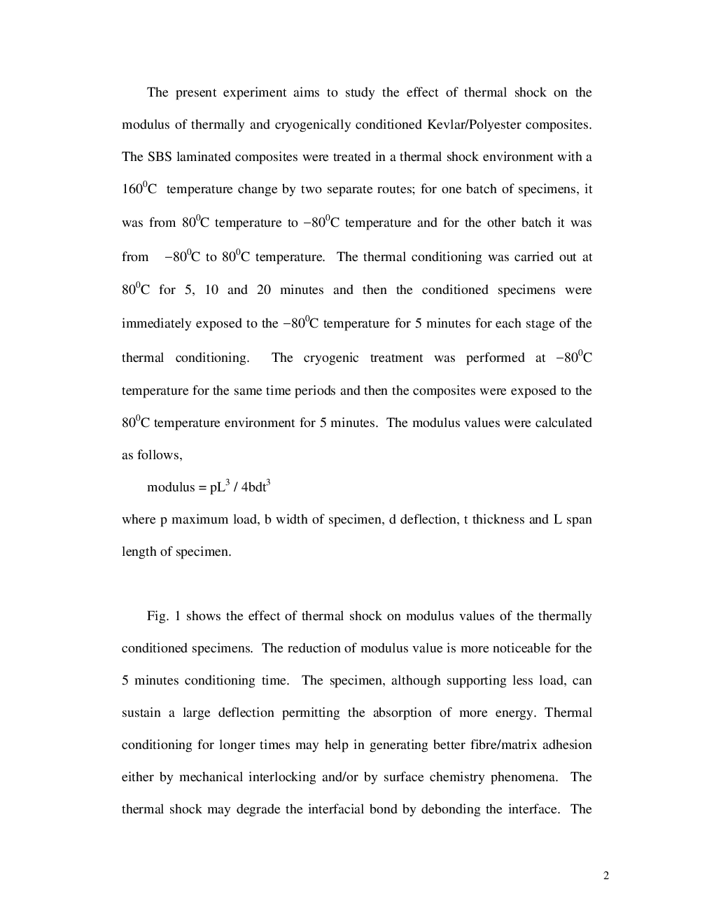 Effect Of Thermal Shock On Modulus Of Thermally And Cryogenically Conditioned Kevlar Polyester Composites - Page 3