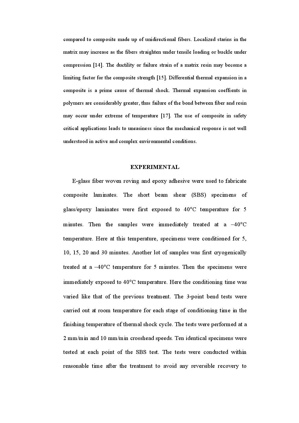 Effects Of Thermal And Cryogenic Conditionings On Mechanical Behavior Of Thermally Shocked Glass Fiber-Epoxy Composites - Page 4