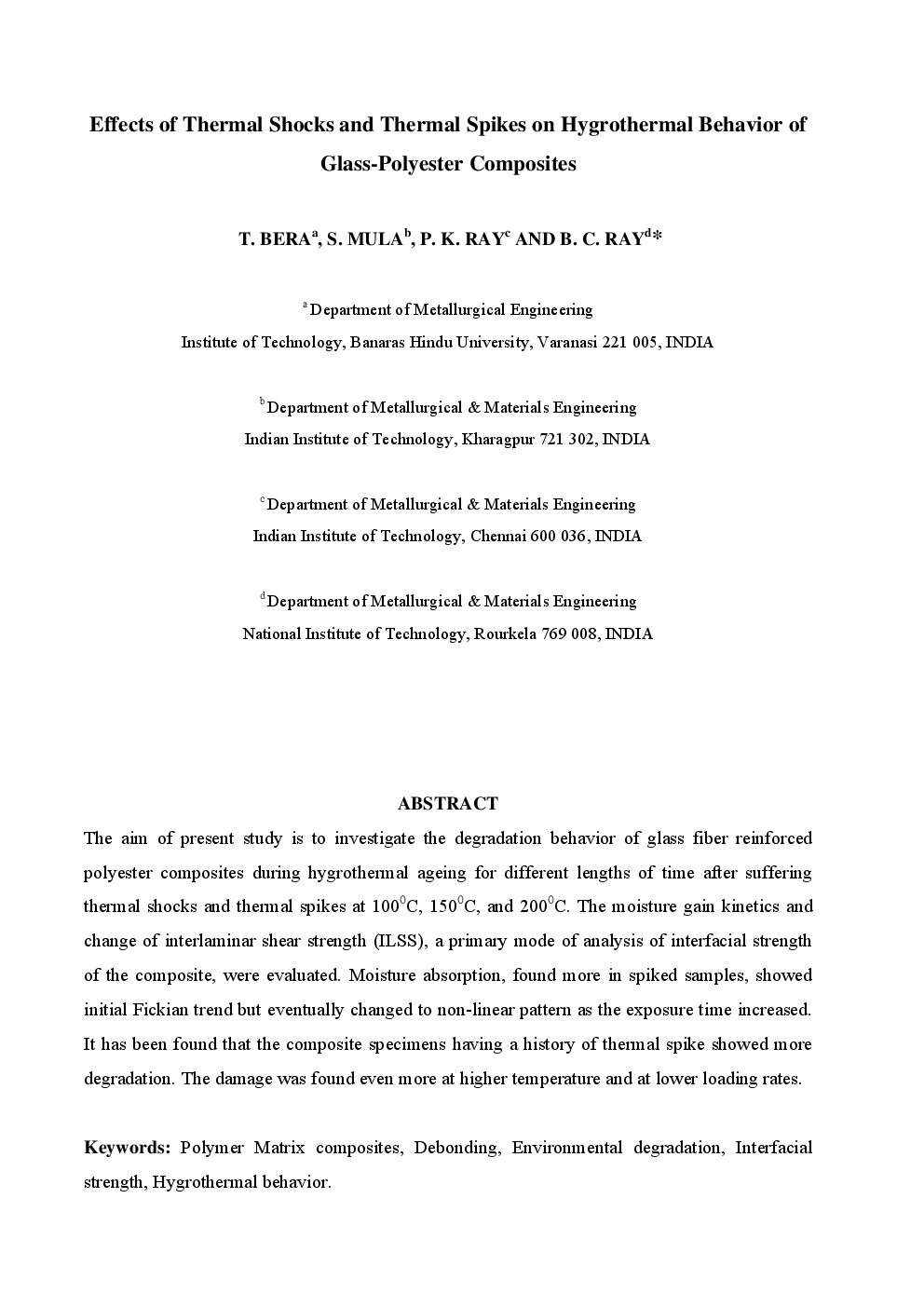Effects Of Thermal Shocks And Thermal Spikes On Hygrothermal Behavior Of Glass-Polyester Composites - Page 2
