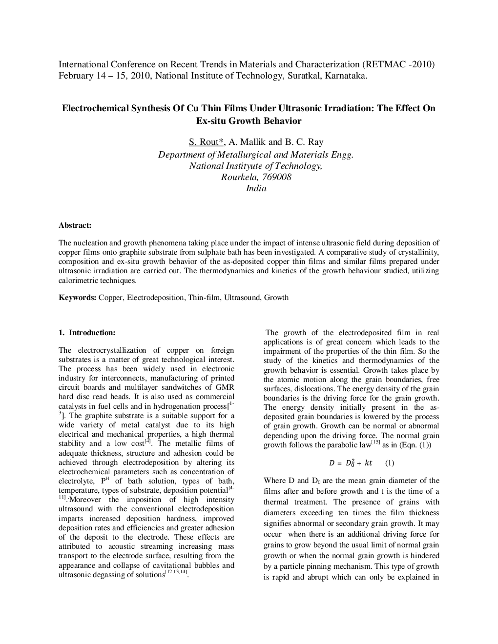 Electrochemical Synthesis Of Cu Thin Films Under Ultrasonic Irradiation The Effect On Ex-Situ Growth Behavior - Page 2