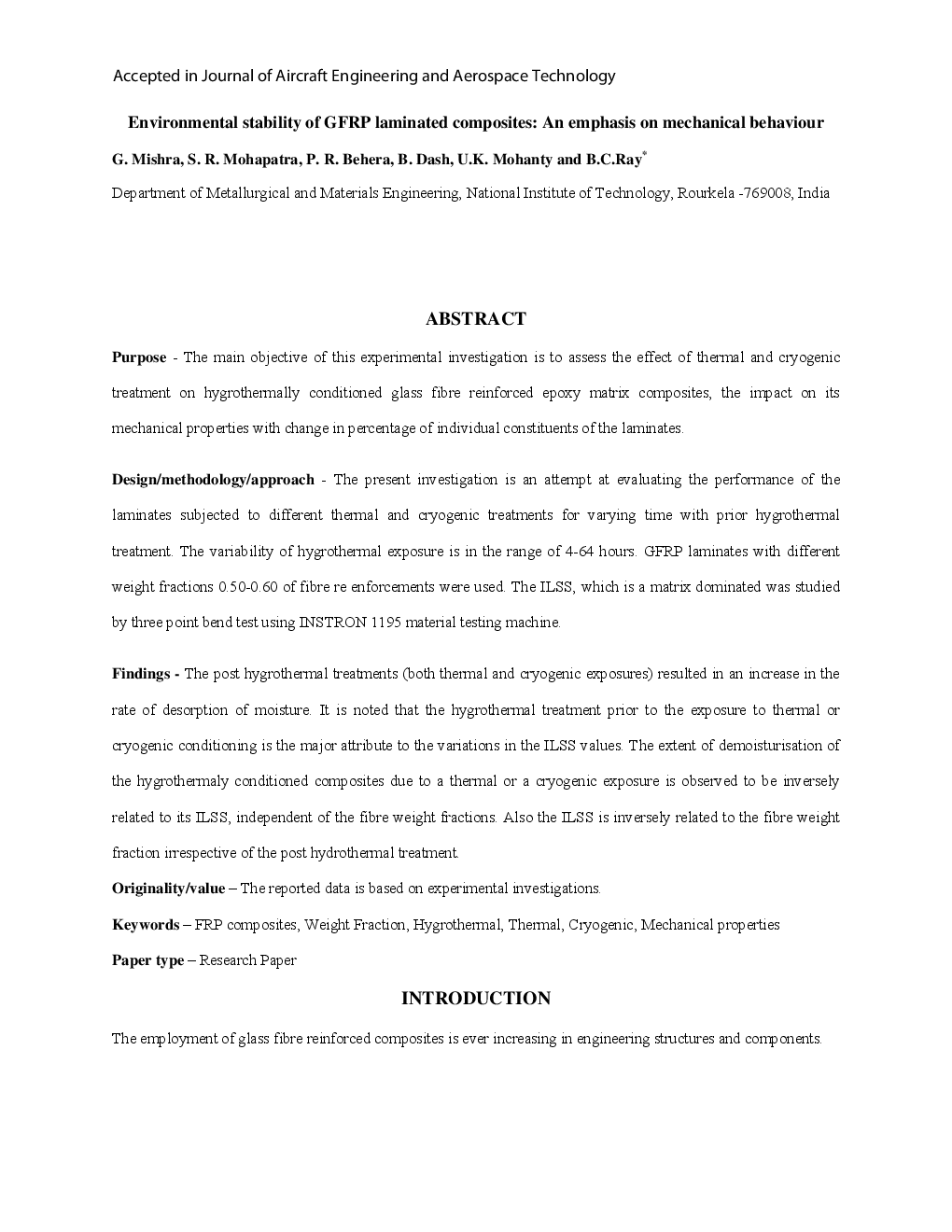 Environmental Stability Of GFRP Laminated Composites An Emphasis On Mechanical Behaviour - Page 2