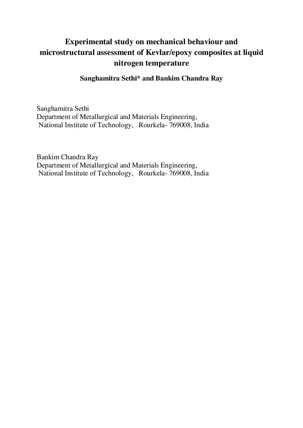 Experimental Study On Mechanical Behaviour And Microstructural Assessment Of Kevlarepoxy Composites At Liquid Nitrogen Temperature - Page 2