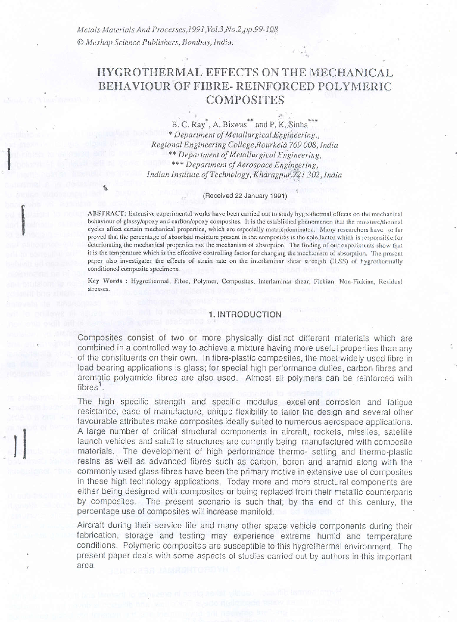 Hygrothermal Effects On The Mechanical Behaviour Of Fiber Reinforced Polymeric Composites - Page 2