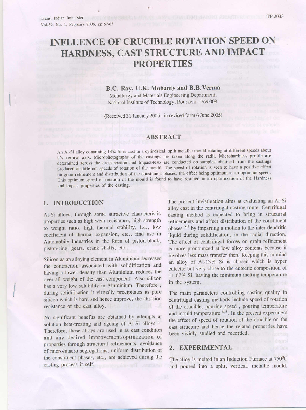 Influence Of Crucible Roatation Speed On Hardness, Cast Structure And Impact Properties - Page 2