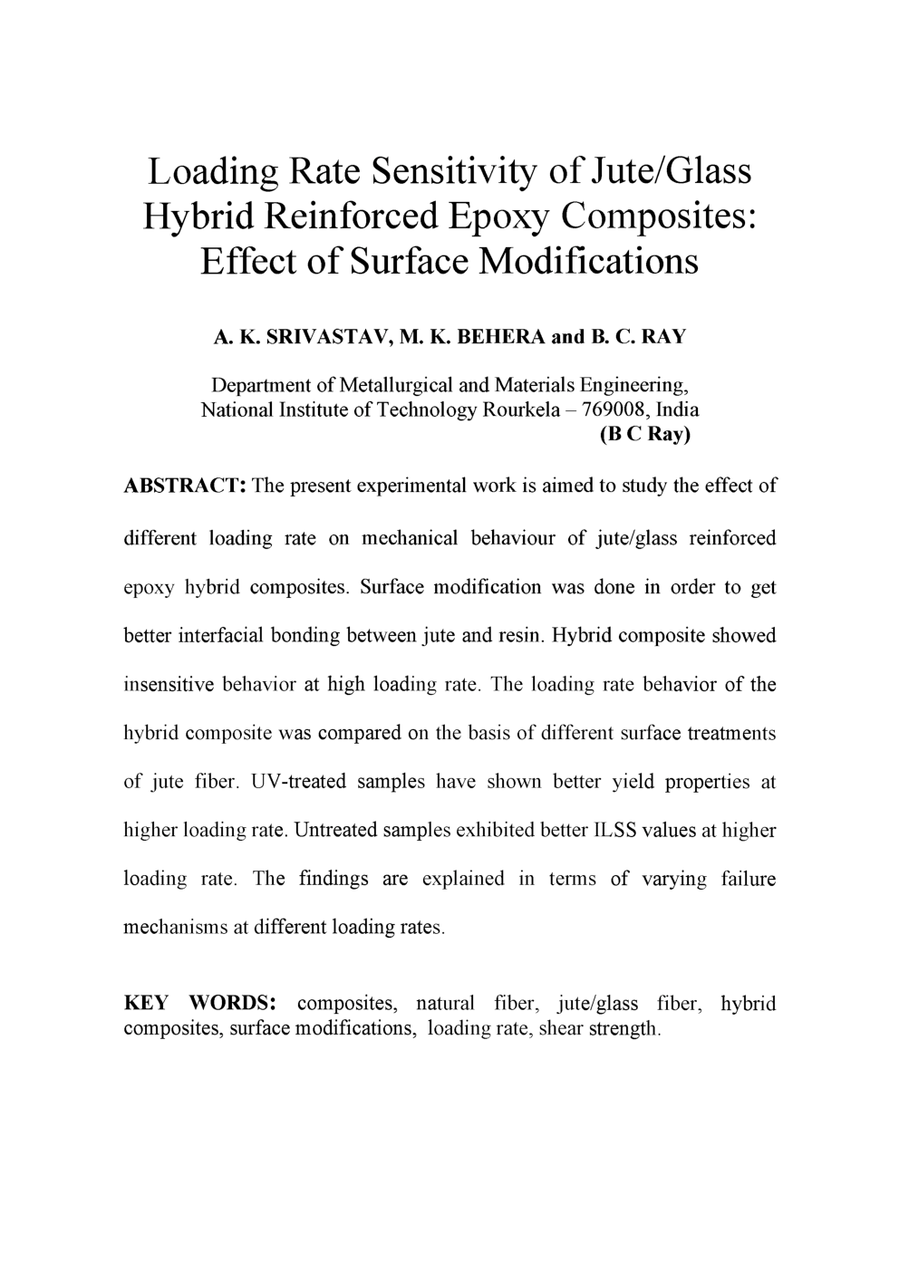 Loading Rate Sensitivity Of Jute Glass Hybrid Reinforced Epoxy Composites Effect Of Surface Modifications - Page 2