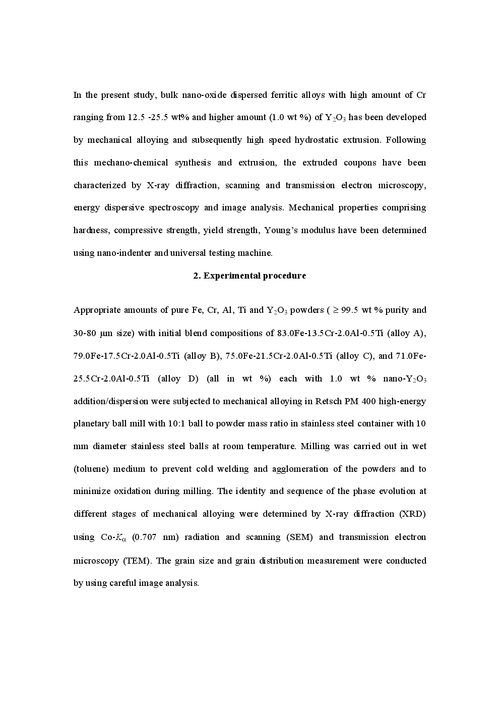 Microstructure And Mechanical Properties Of Nano-Y2O3 Dispersed Ferritic Alloys Synthesized By Mechanical Alloying And Consolidated By Hydrostatic Extrusion - Page 5