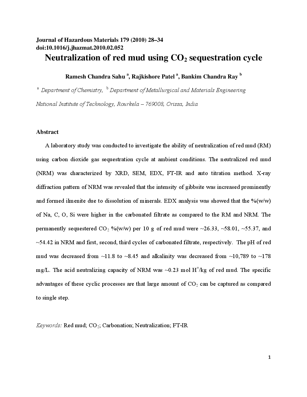 Neutralization Of Red Mud Using CO2 Sequestration Cycle - Page 2