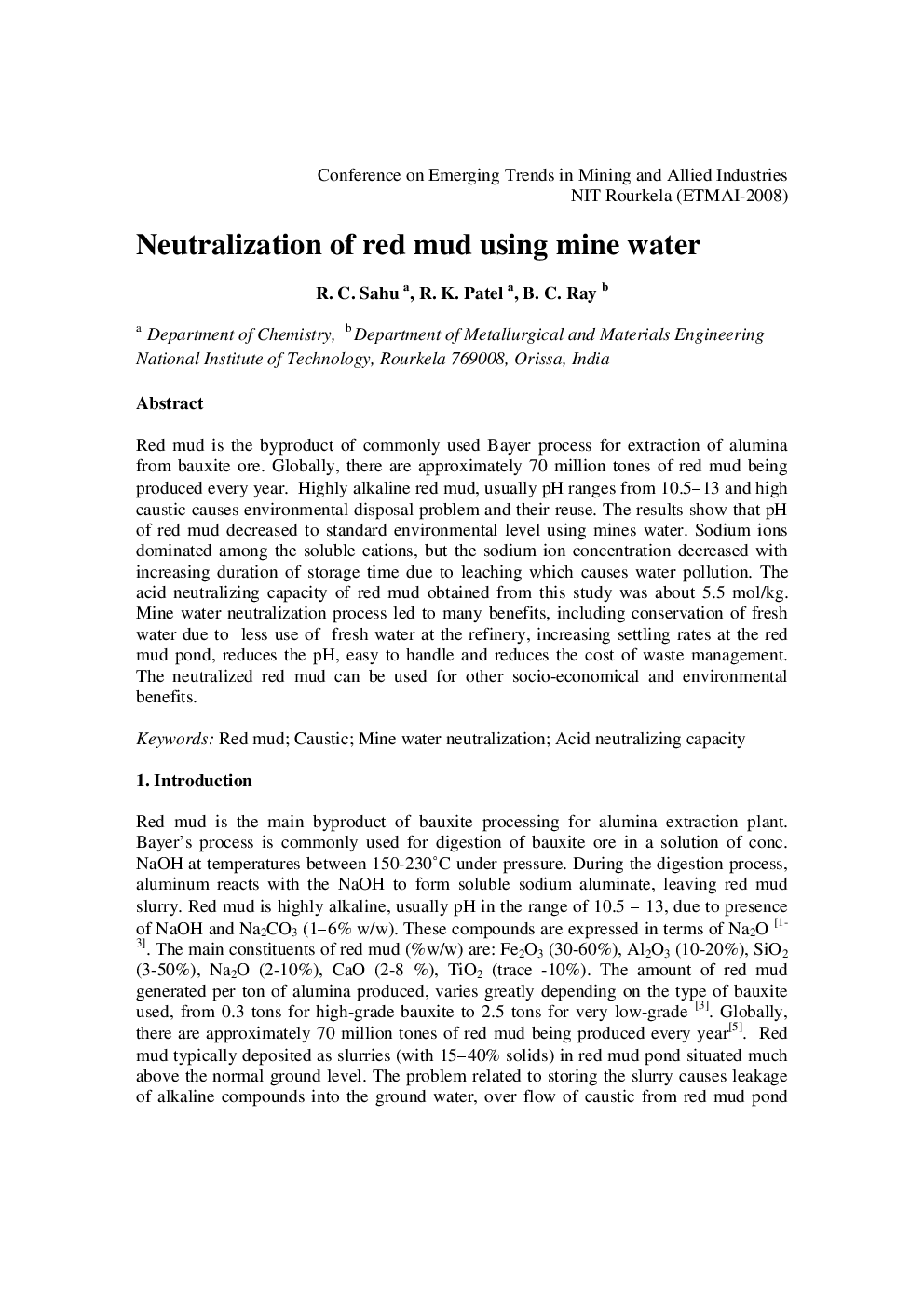 Neutralization Of Red Mud Using Mine Water - Page 2