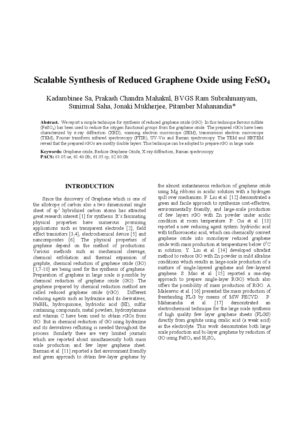 Scalable Synthesis Of Reduced Graphene Oxide Using FeSO4 - Page 2