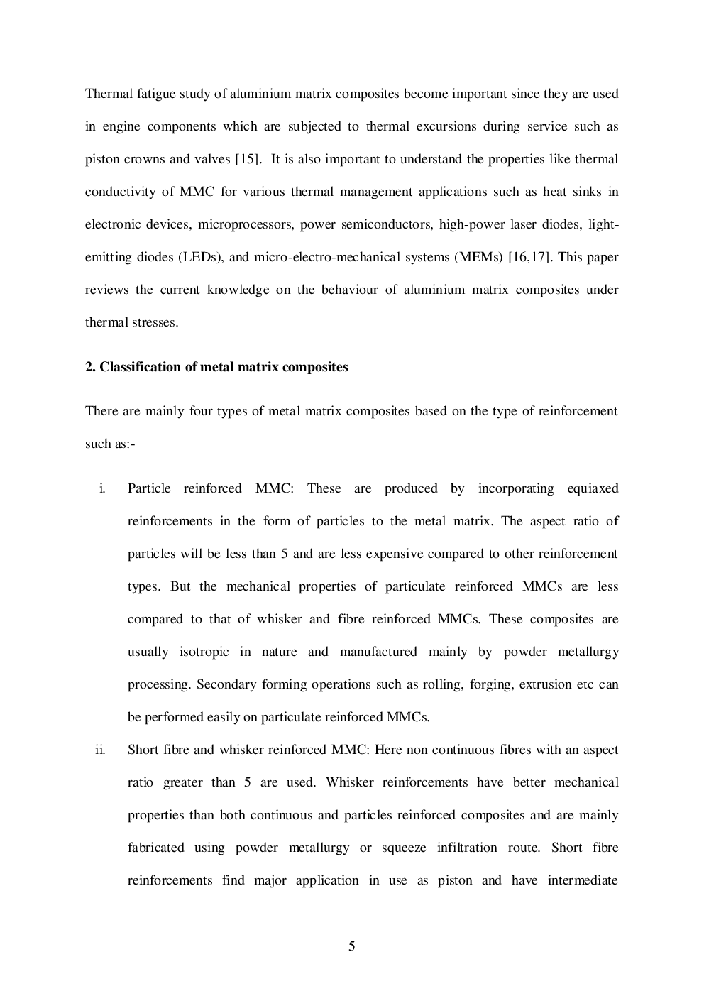 The Behaviour Of Aluminium Matrix Composites Under Thermal Stresses-A Review - Page 5