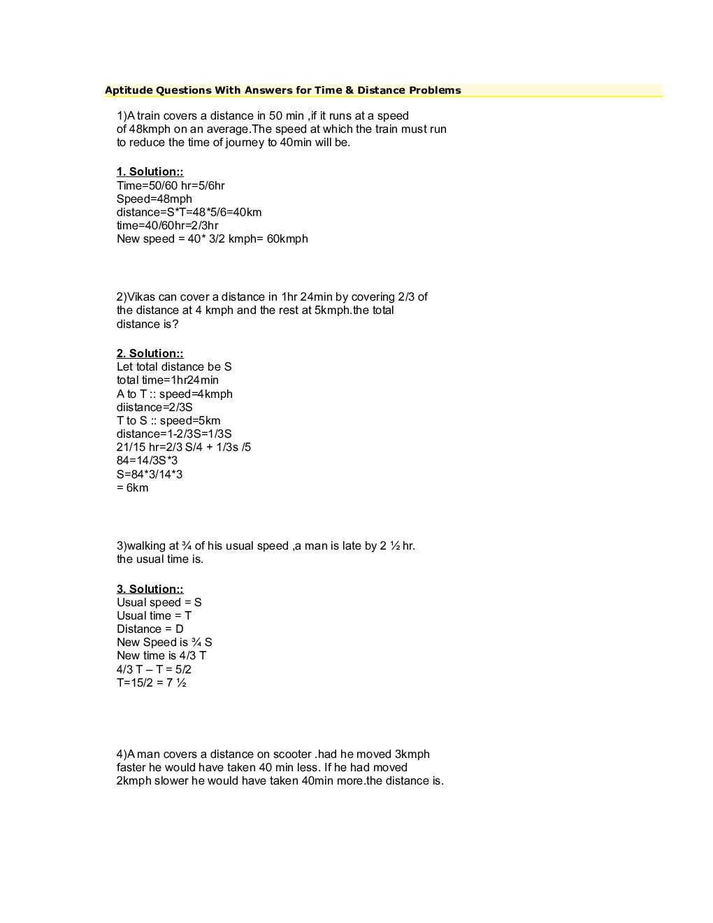 Study Material For CAT Time & Distance Problems Question With Answer  - Page 2