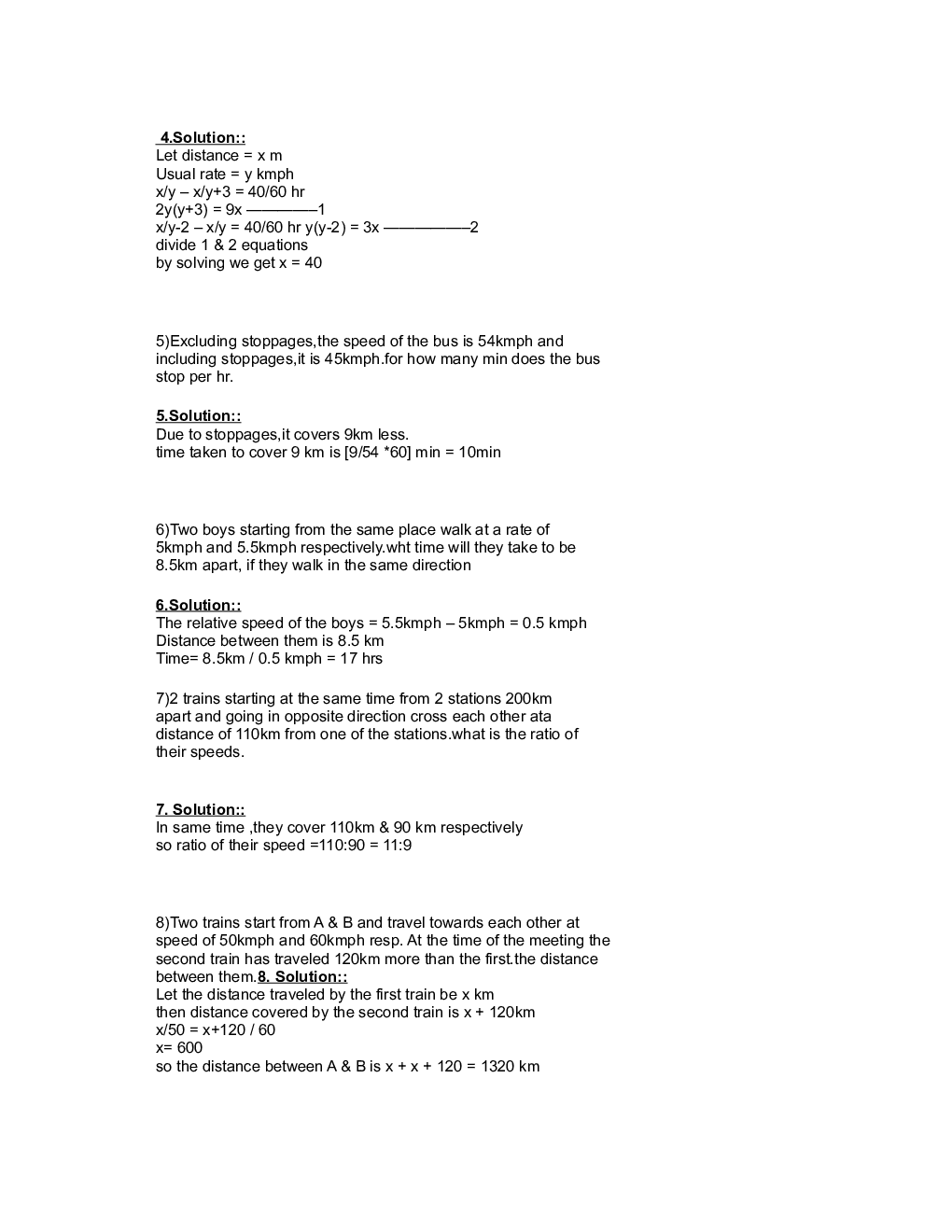 Study Material For CAT Time & Distance Problems Question With Answer  - Page 3