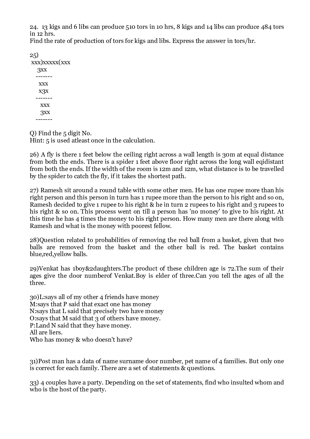 Study Material For CAT Puzzles Question With Answer - Page 5