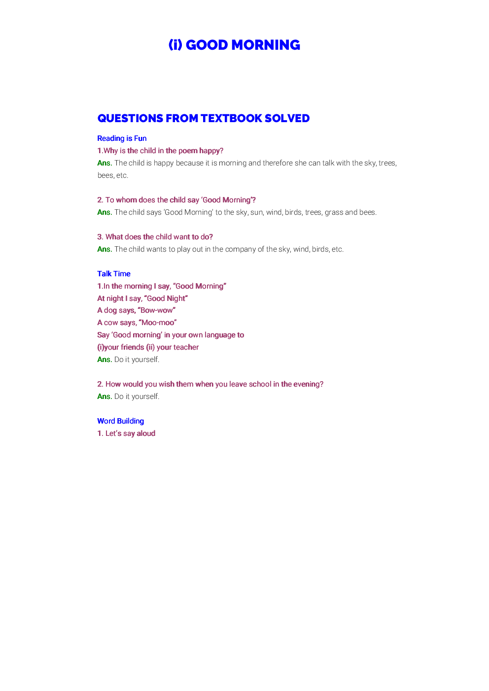 NCERT Solution For Class 3 English - Page 2