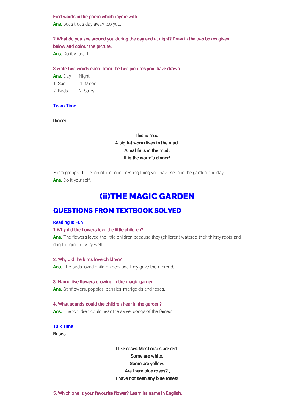 NCERT Solution For Class 3 English - Page 3